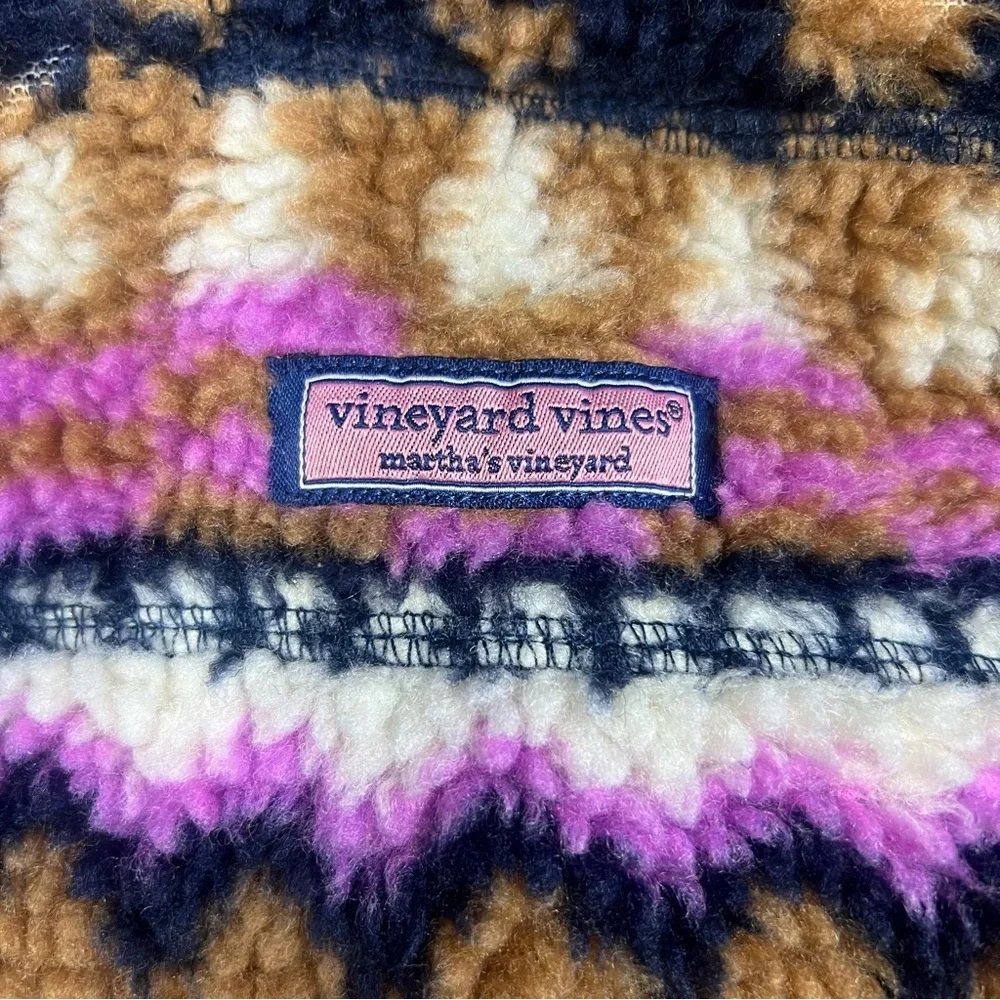 Vineyard Vines Size MEDIUM Fair Isle Sherpa Fleece Half Zip Pullover Sweatshirt - Picture 6 of 12